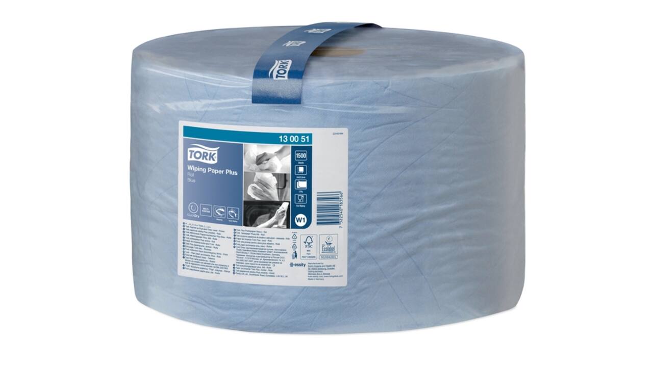 Poetspapier Tork W1 Plus Premium 2-laags 1500 vel blauw 130051