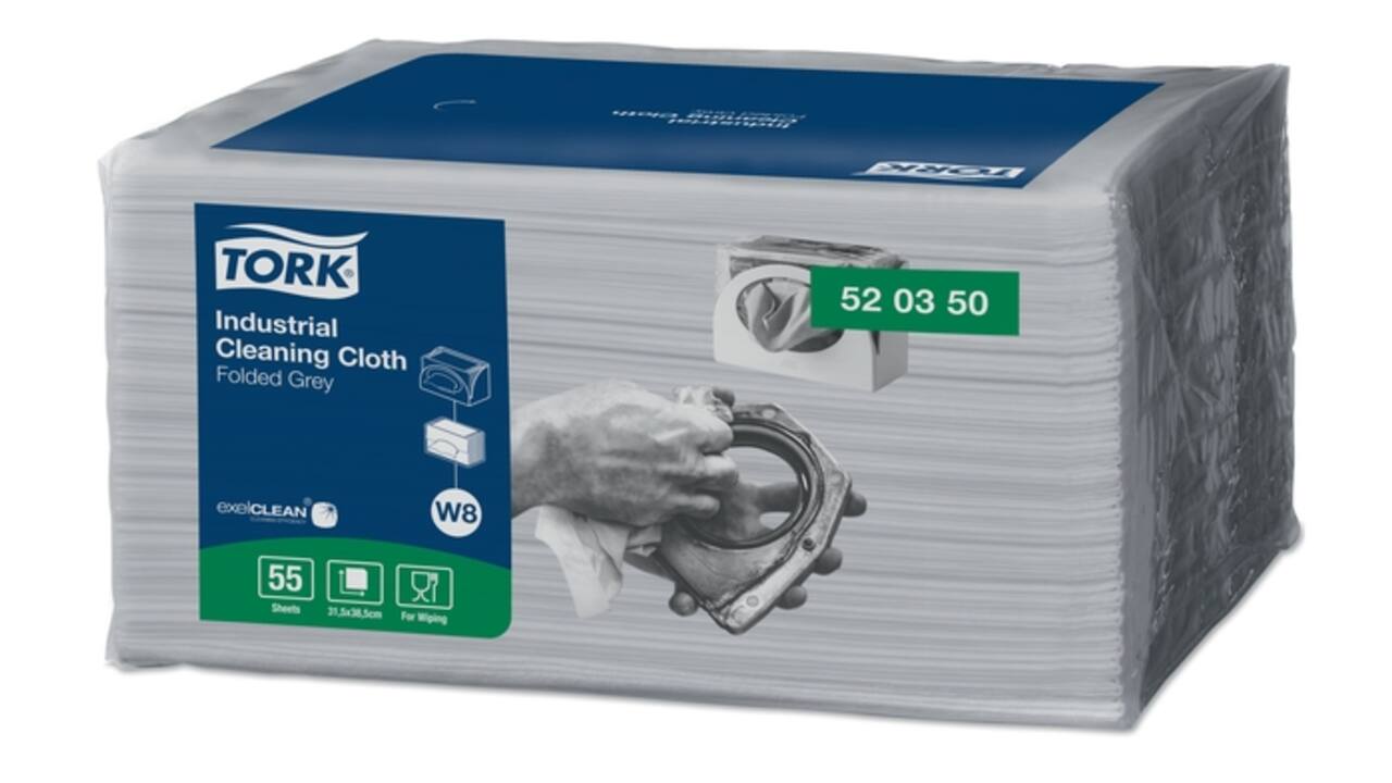 Reinigingsdoek Tork W8 Premium Industrial 1-laags 55 vel grijs 520350