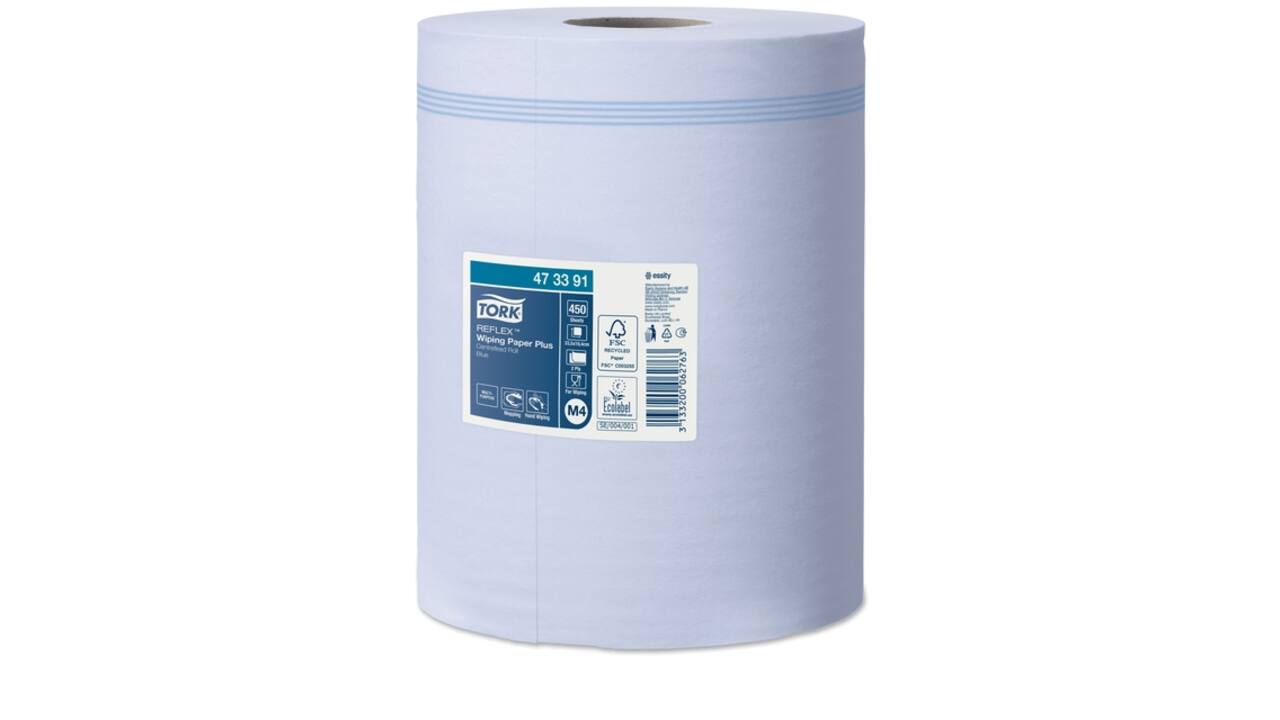 Poetspapier Tork M4 Reflex Plus Advanced 2-laags 450 vel blauw 473391