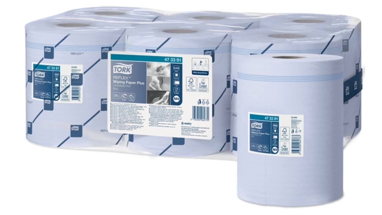 Poetspapier Tork M4 Reflex Plus Advanced 2-laags 450 vel blauw 473391