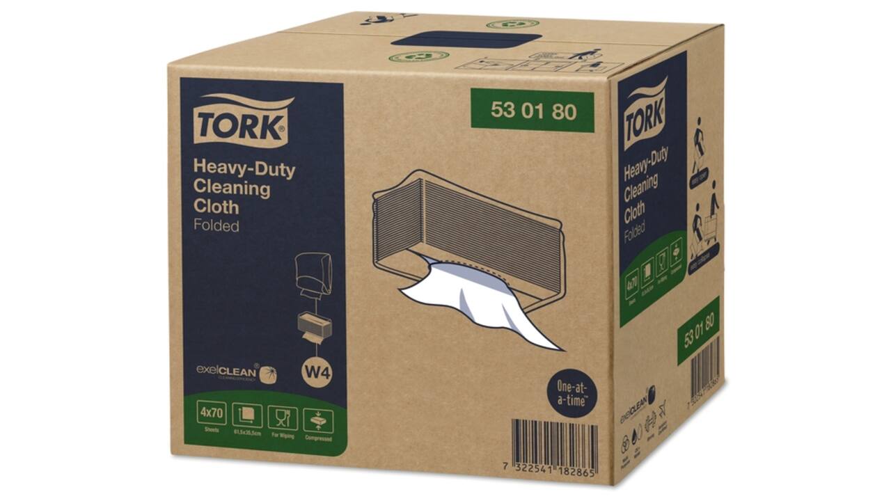Reinigingsdoek Tork W4 Premium Heavy-Duty gevouwen 1-laags 4x70 vel wit 530180