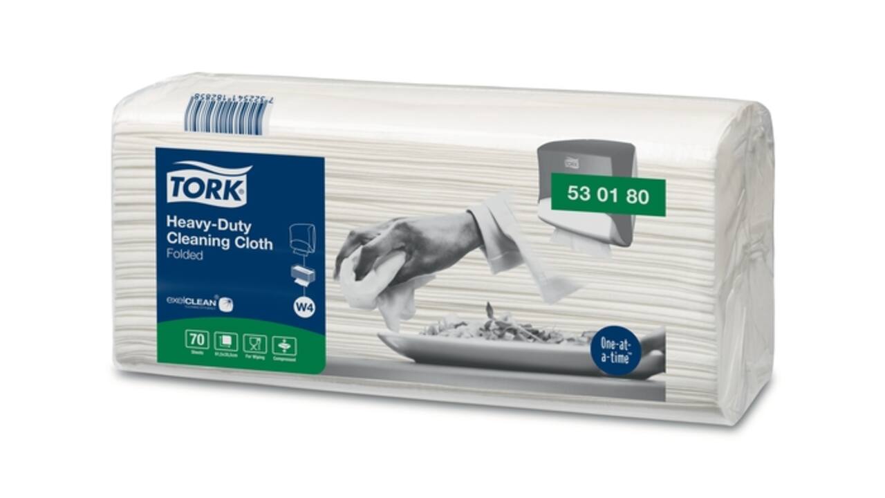 Reinigingsdoek Tork W4 Premium Heavy-Duty gevouwen 1-laags 4x70 vel wit 530180