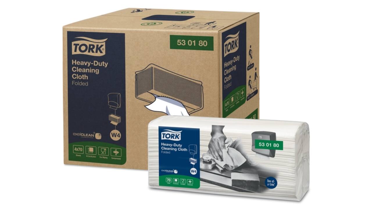 Reinigingsdoek Tork W4 Premium Heavy-Duty gevouwen 1-laags 4x70 vel wit 530180