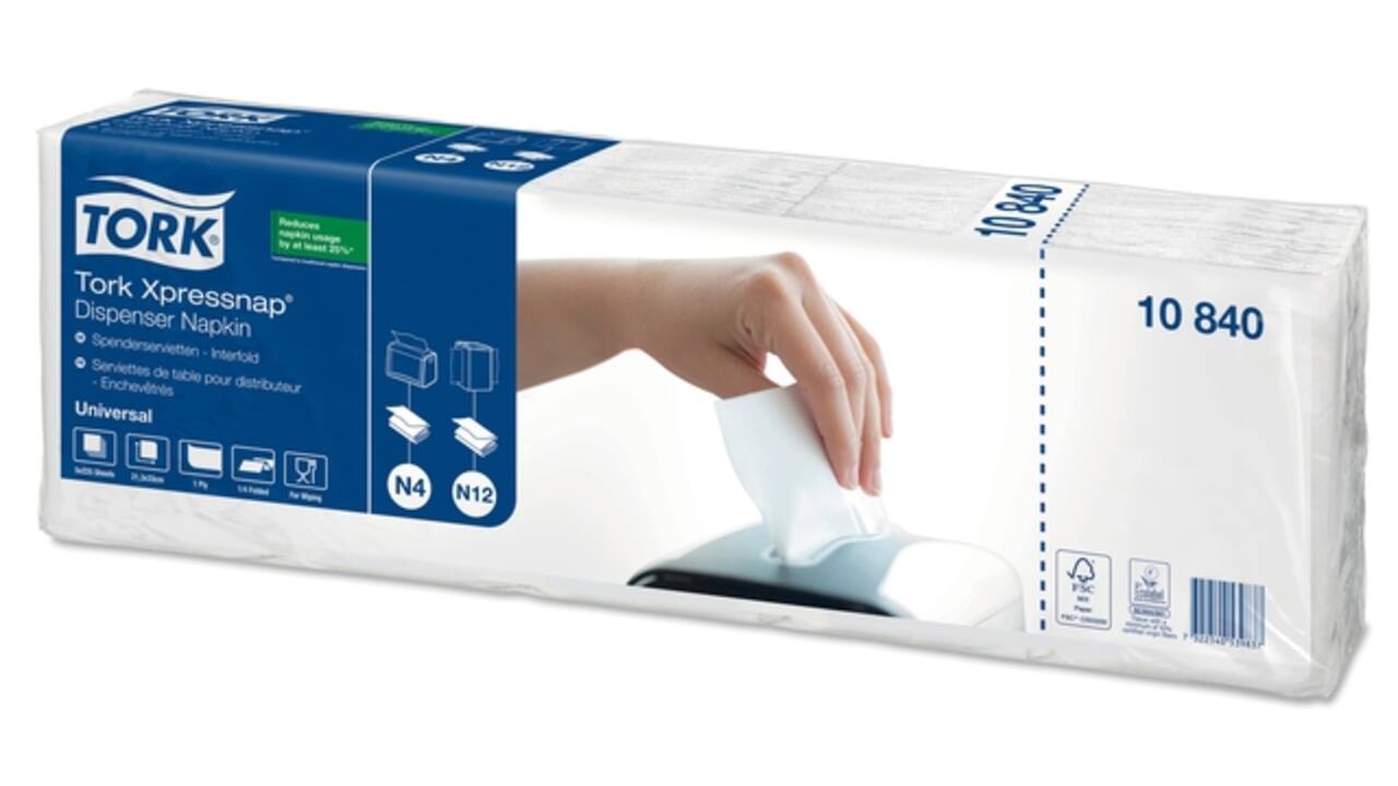 Servet Tork N4 Xpressnap Universal 1/4 vouw 1-laags 213x330mm 1125 vel wit 10840