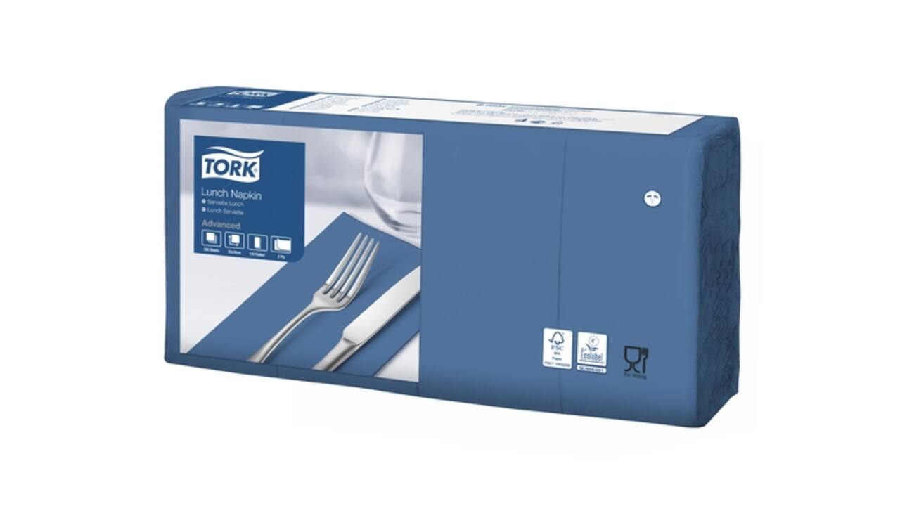 Lunchservet Tork Advanced 1/8 vouw 2-laags 328x325mm 200 vel donkerblauw 477421