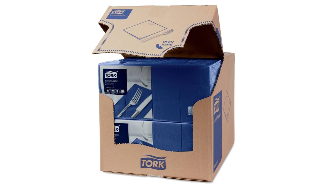 Lunchservet Tork Advanced 1/8 vouw 2-laags 328x325mm 200 vel donkerblauw 477421