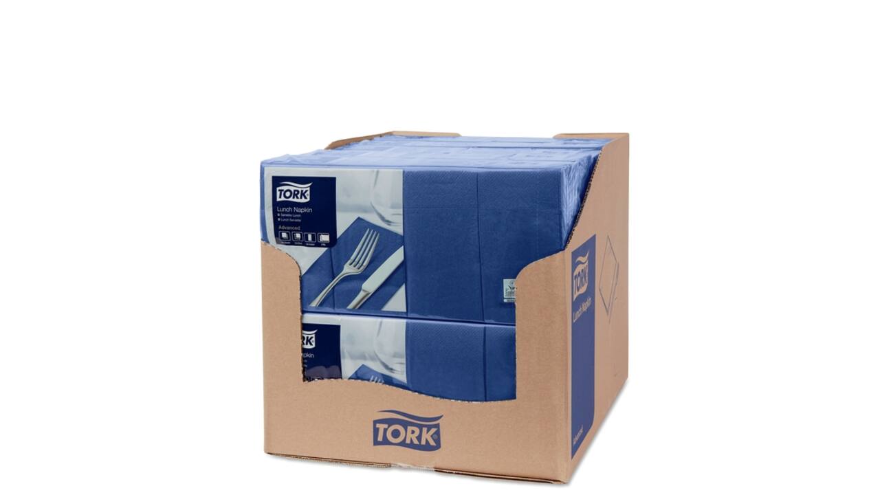 Lunchservet Tork Advanced 1/8 vouw 2-laags 328x325mm 200 vel donkerblauw 477421