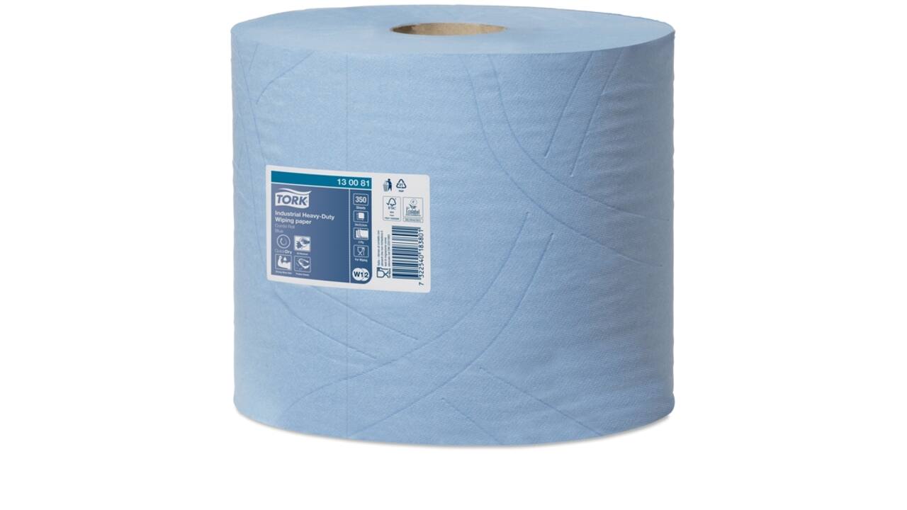 Poetspapier Tork W2 Heavy-Duty Industrial Premium 3-laags 350 vel blauw 130081