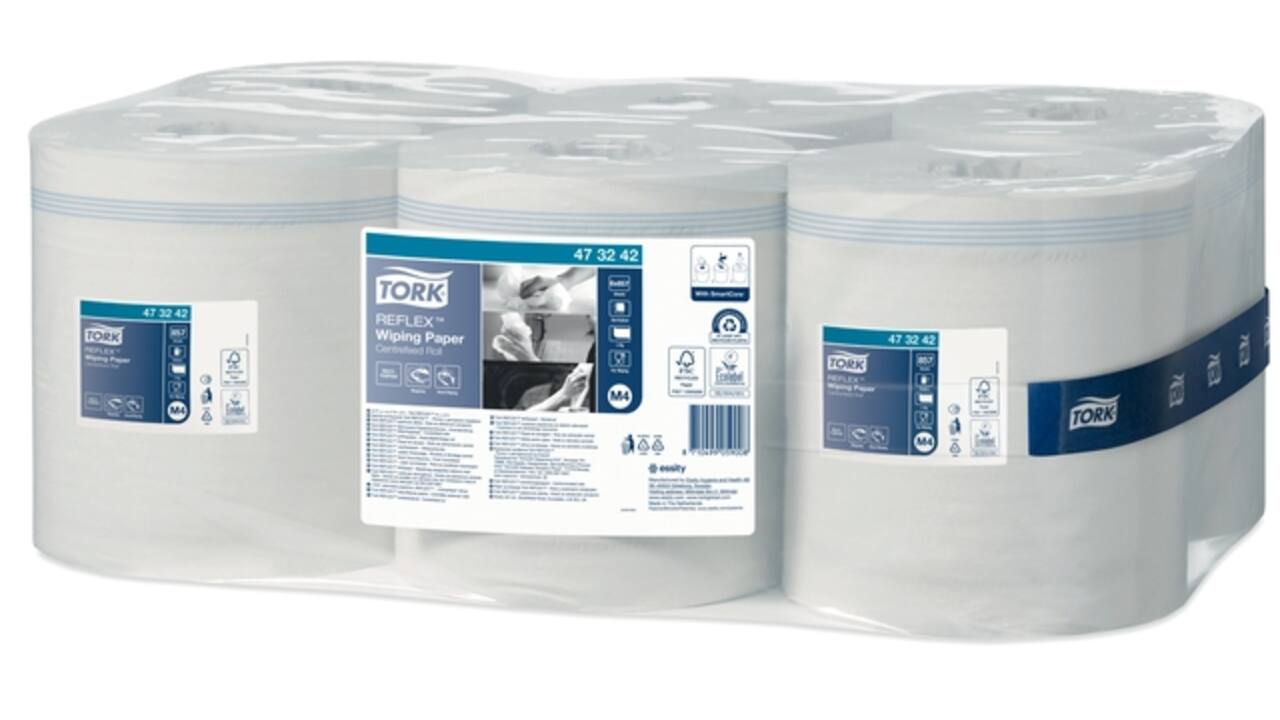 Poetspapier Tork M4 Reflex Advanced 1-laags 857 vel wit 473242