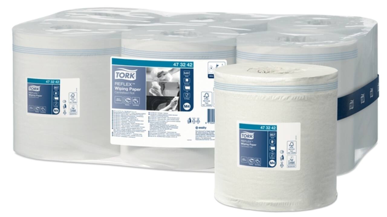 Poetspapier Tork M4 Reflex Advanced 1-laags 857 vel wit 473242