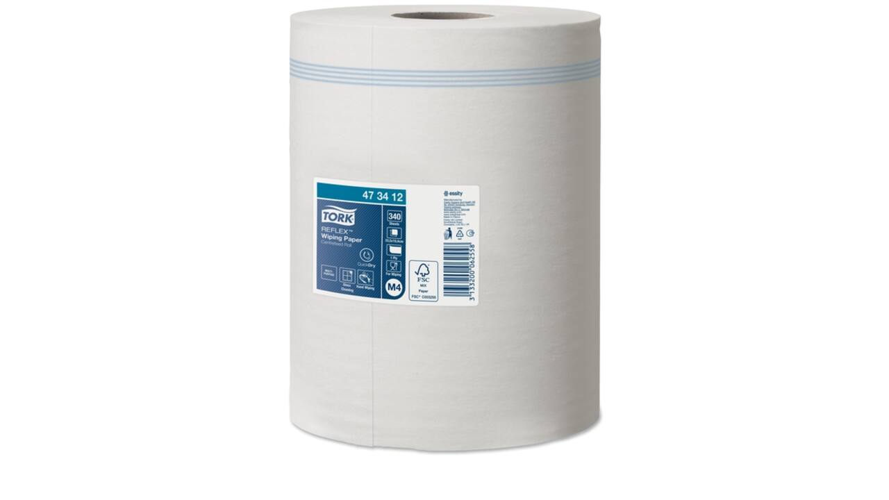 Poetspapier Tork M4 Reflex Premium 1-laags 340 vel wit 473412