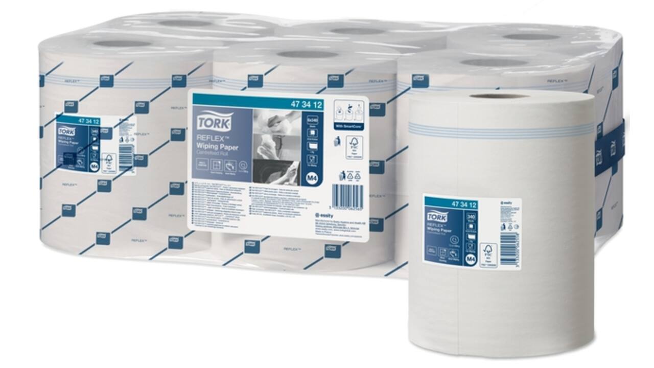 Poetspapier Tork M4 Reflex Premium 1-laags 340 vel wit 473412
