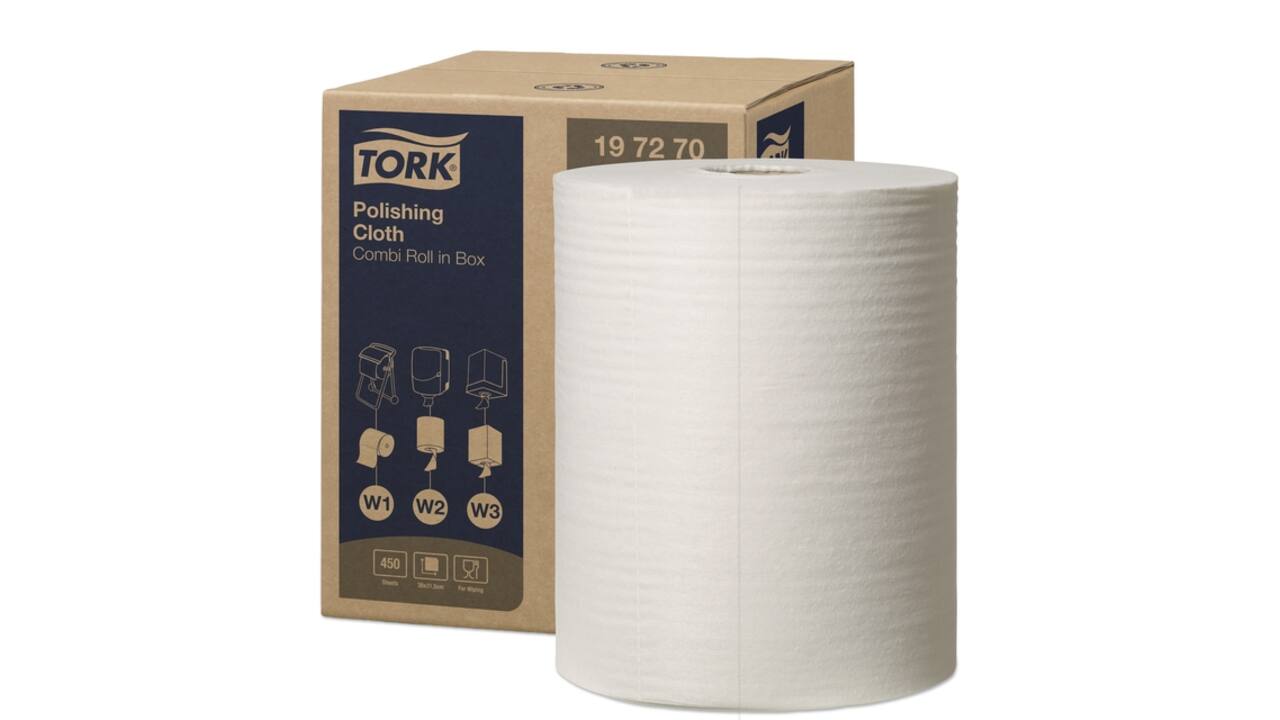 Reinigingsdoek Tork W1-W2-W3 Premium 1-laags 450 vel wit 197270
