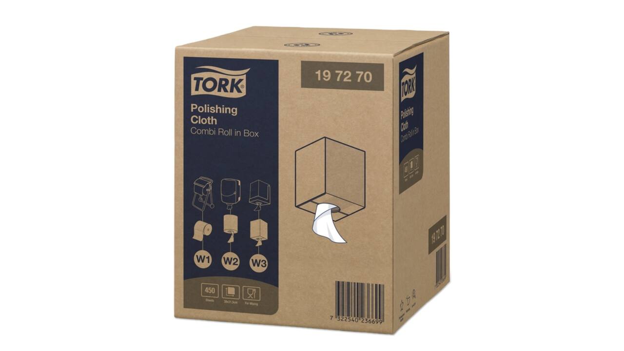 Reinigingsdoek Tork W1-W2-W3 Premium 1-laags 450 vel wit 197270