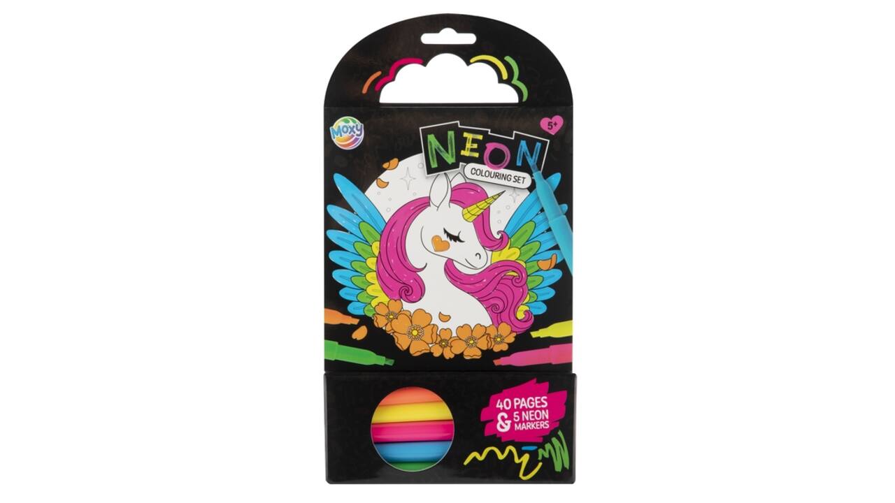 Colouring Book 15x15 cm 40 sheets 5 neon markers