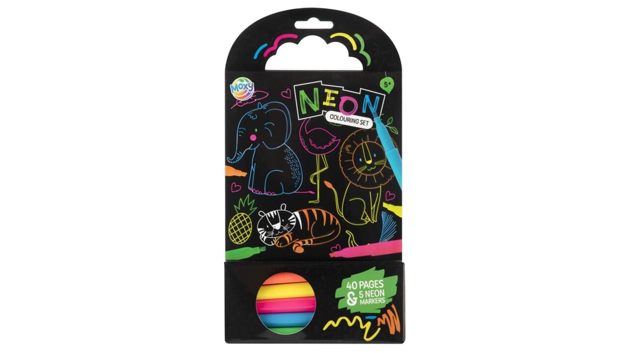 Colouring Book 15x15 cm 40 sheets 5 neon markers
