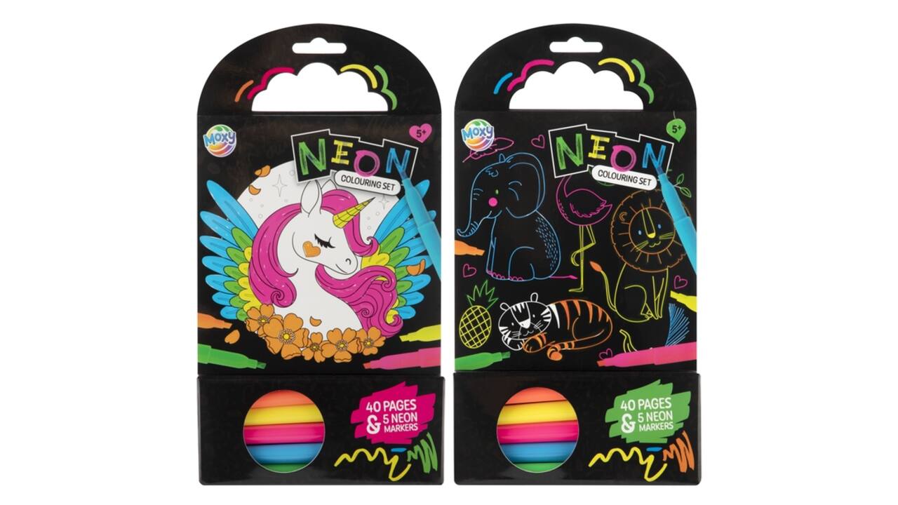 Colouring Book 15x15 cm 40 sheets 5 neon markers
