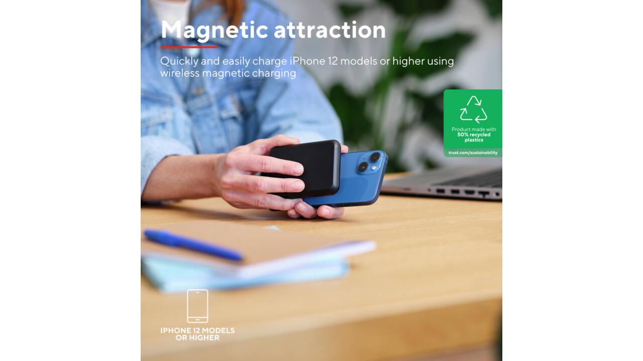 Powerbank Trust Magnetic draadloos 5000MAH zwart