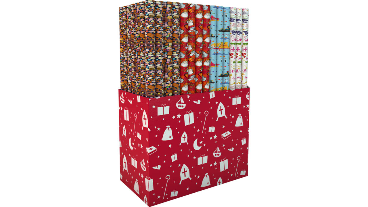 Inpakpapier Sint 46.5x250cm assorti