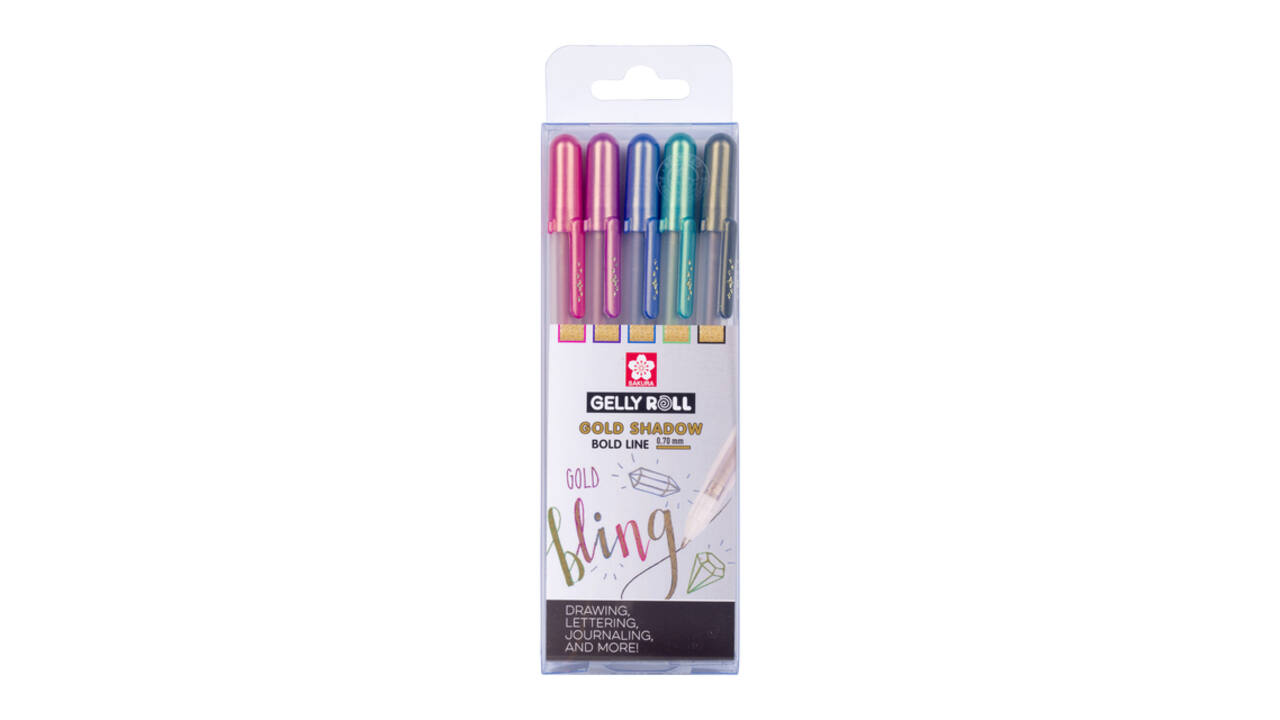 Gelschrijver Sakura Gelly Roll Gold Shadow set à 5 kleuren