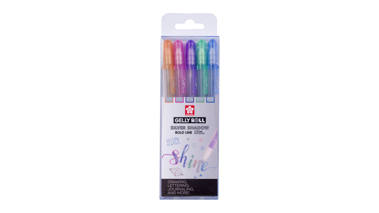 Gelschrijver Sakura Gelly Roll Silver Shadow set à 5 kleuren