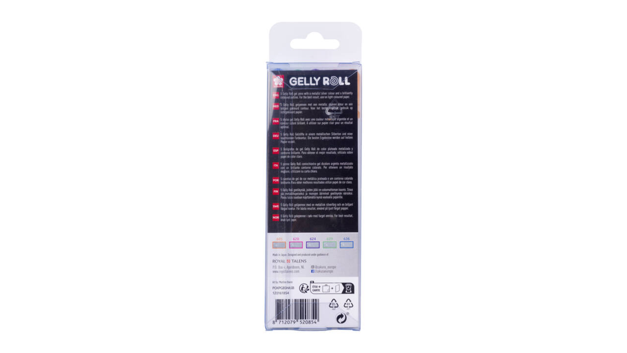 Gelschrijver Sakura Gelly Roll Silver Shadow set à 5 kleuren