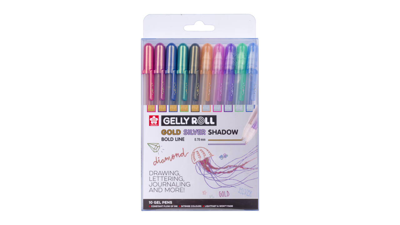 Gelschrijver Sakura Gelly Roll Gold Silver Shadow set à 10 kleuren