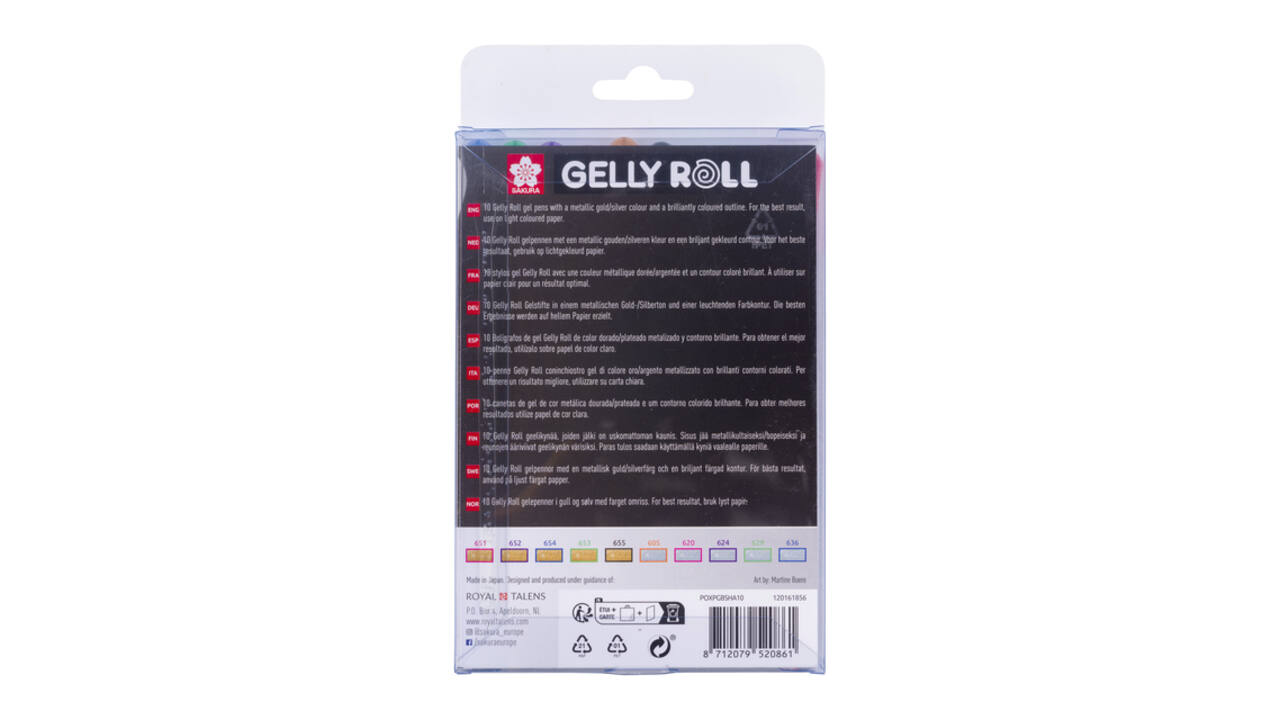 Gelschrijver Sakura Gelly Roll Gold Silver Shadow set à 10 kleuren