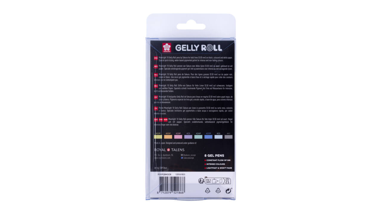 Gelschrijver Sakura Gelly Roll Moonlight 10 pastel set à 8 kleuren