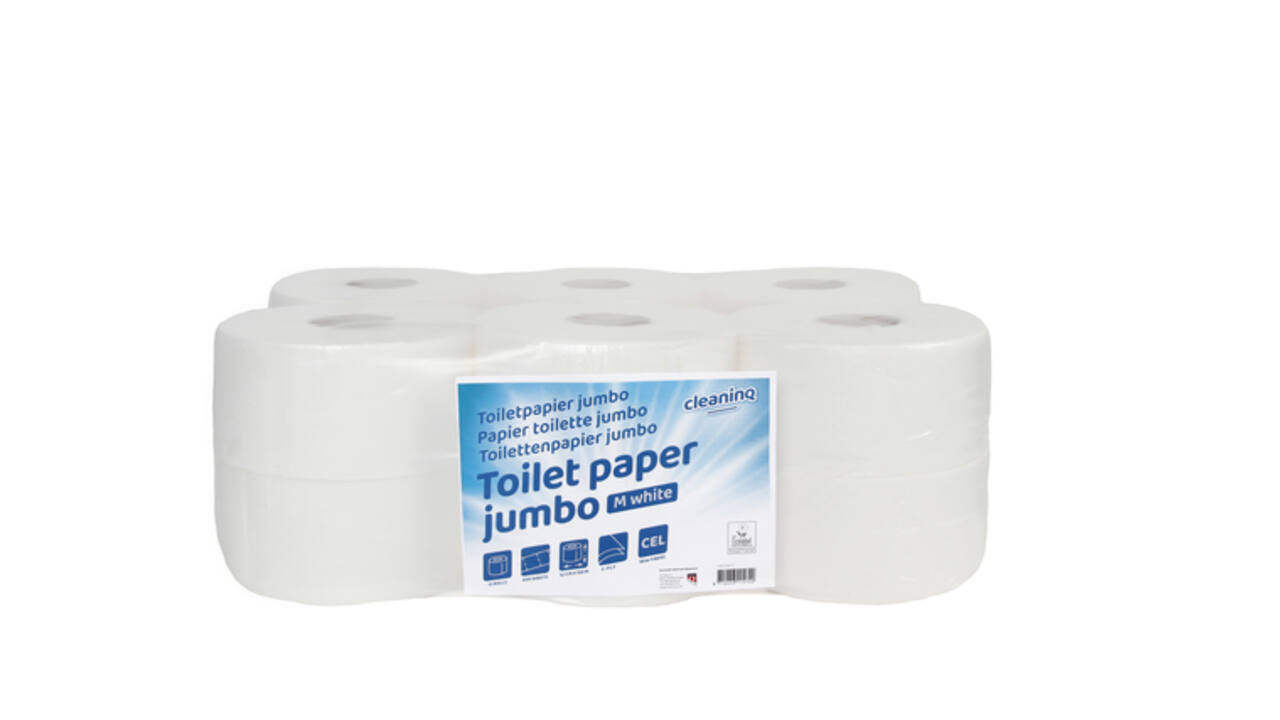 Toiletpapier Cleaninq T2 jumbo klein 2-laags 12x150m wit