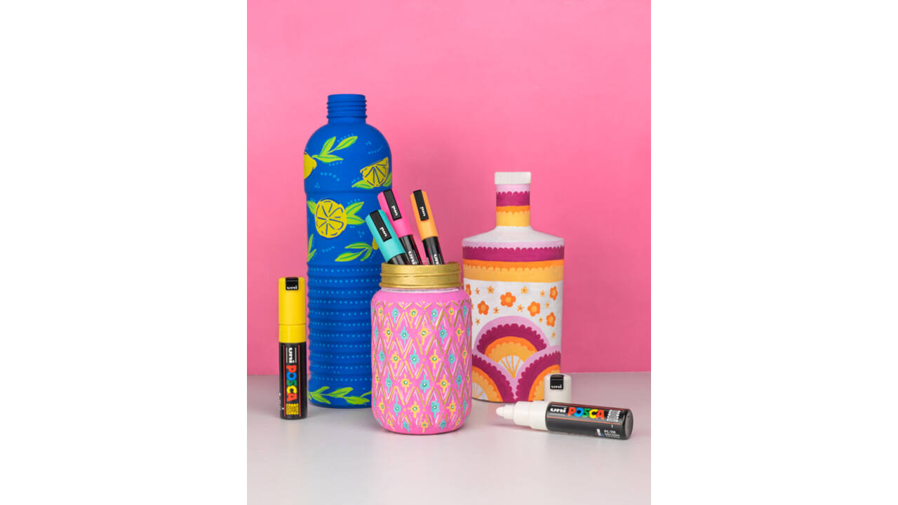 Paintmarker Uni POSCA Groovy Colours assorti metalen koffer à 20 stuks