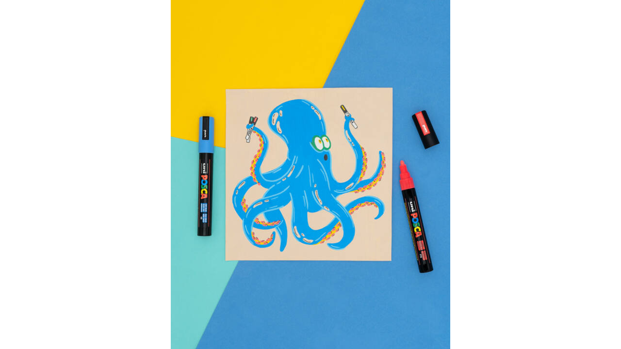 Paintmarker Uni POSCA Groovy Colours assorti metalen koffer à 20 stuks