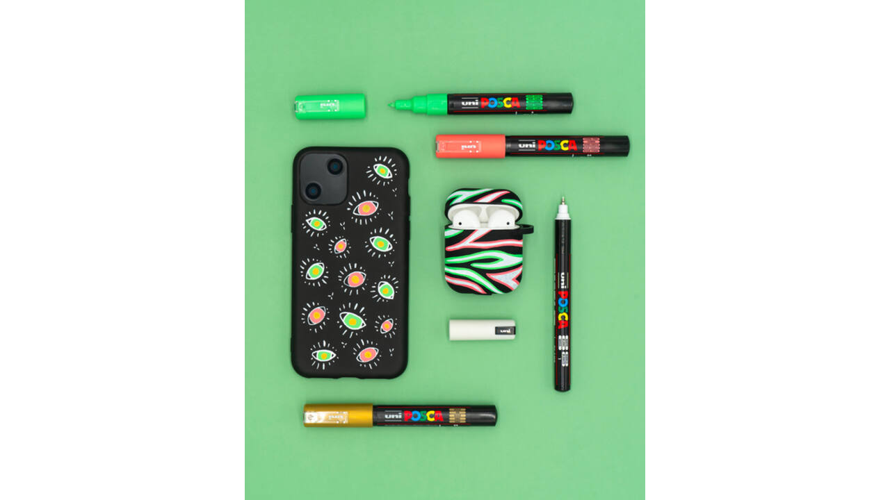 Paintmarker Uni POSCA Groovy Colours assorti metalen koffer à 20 stuks