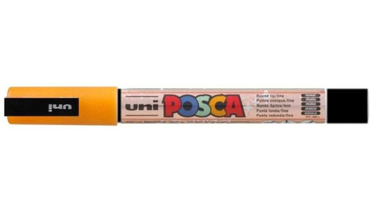 Paintmarker Uni POSCA PC3M fijn glitter oranje
