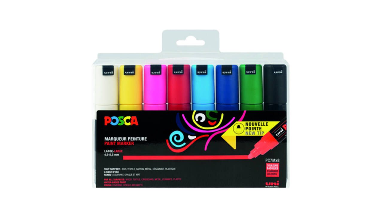 Paintmarker Uni POSCA PC7M breed assorti set à 8 stuks