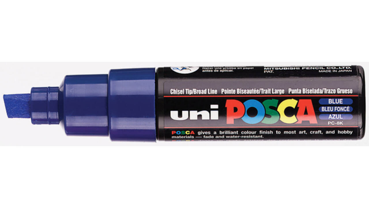 Paintmarker Uni POSCA PC8K breed schuin donkerblauw