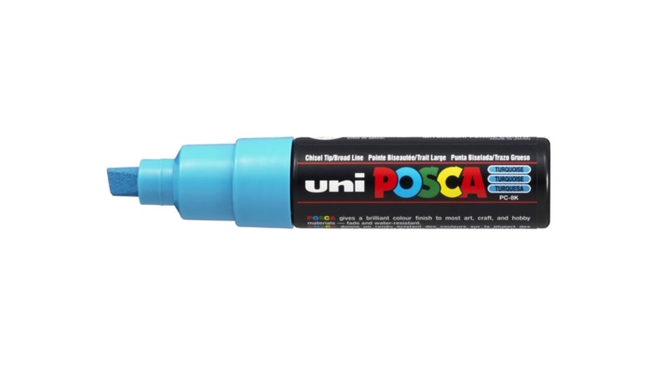 Paintmarker Uni POSCA PC8K breed schuin fluor turquoise