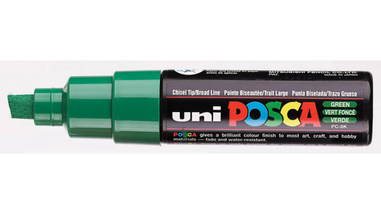 Paintmarker Uni POSCA PC8K breed schuin donkergroen