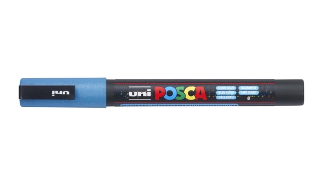 Paintmarker Uni POSCA PC3M fijn glitter lichtblauw
