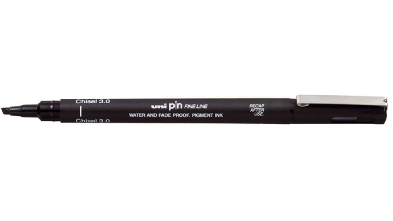 Fineliner Uni-ball Pin beitelpunt 3mm zwart