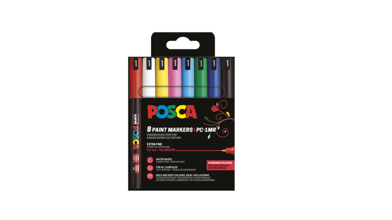 Paintmarker Uni POSCA PC1MR extra fijn assorti set à 8 stuks
