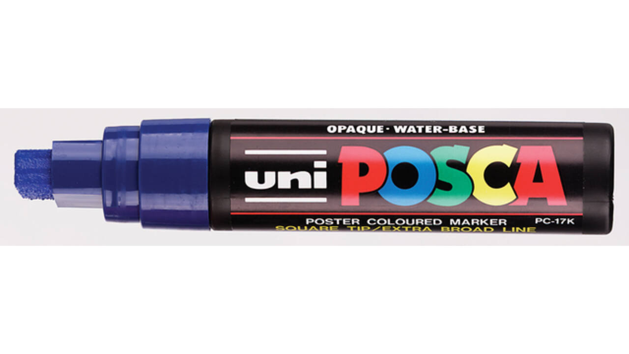 Paintmarker Uni POSCA PC17K extra breed rechthoek donkerblauw