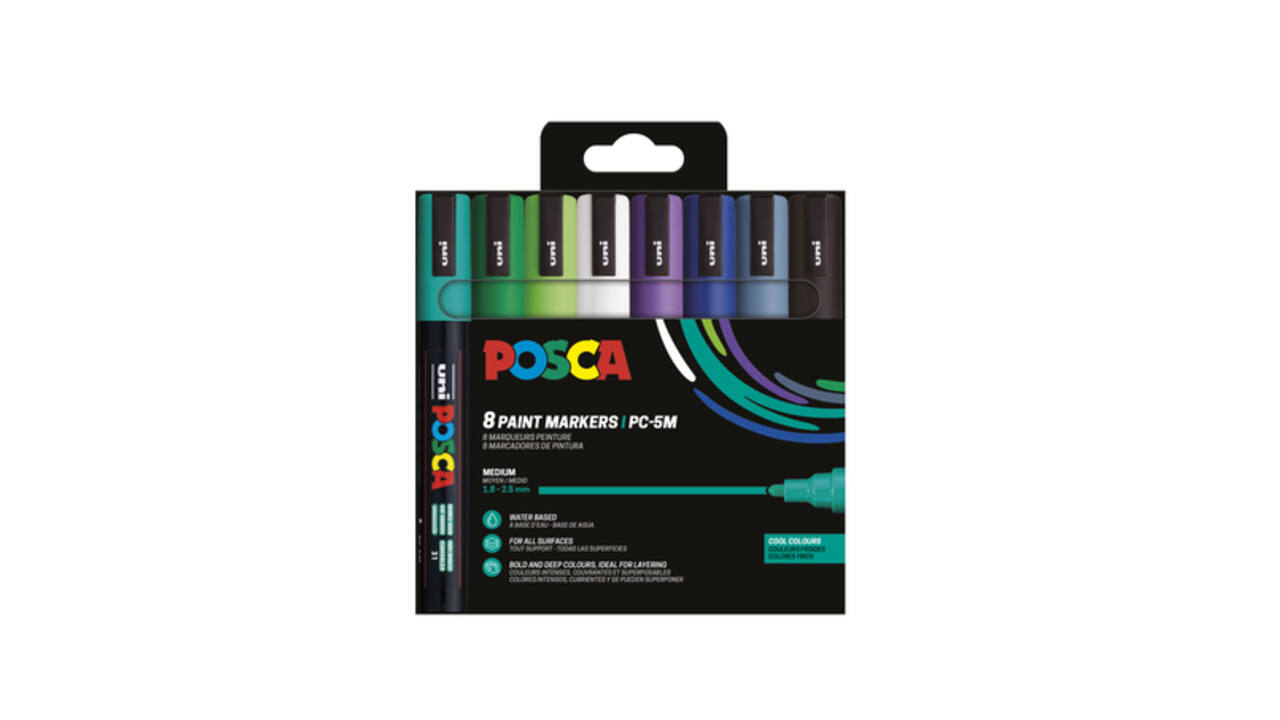 Paintmarker Uni POSCA PC5M medium koel assorti set à 8 stuks