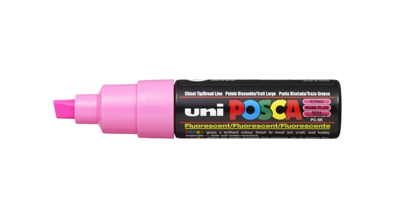 Paintmarker Uni POSCA PC8K breed schuin fluor roze