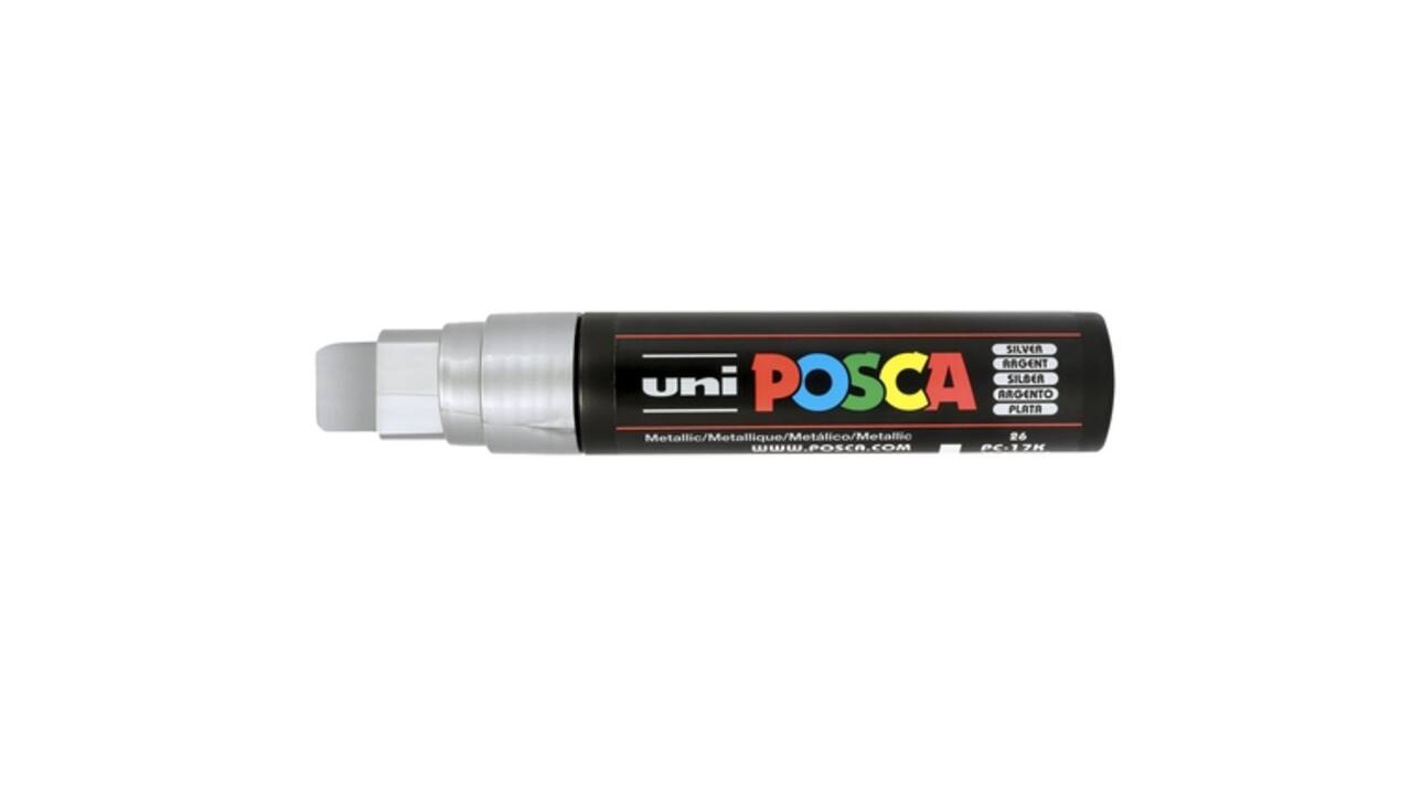 Paintmarker Uni POSCA PC17K extra breed rechthoek zilver