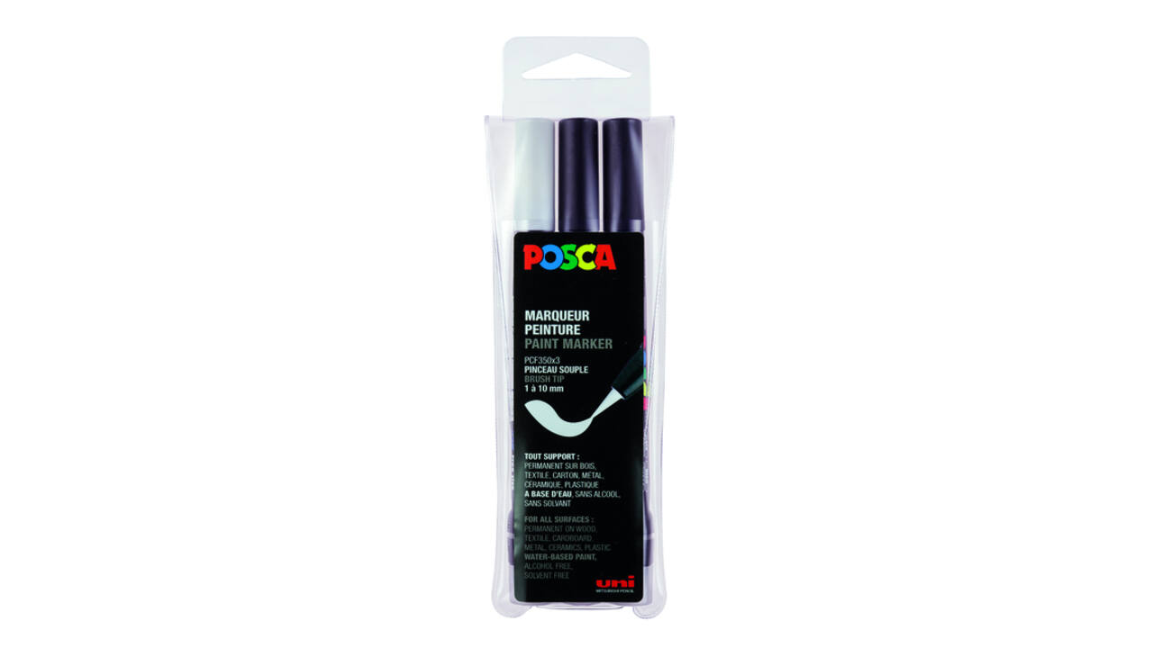 Paintmarker Uni POSCA PCF350 Brush 1-10mm assorti set à 3 stuks