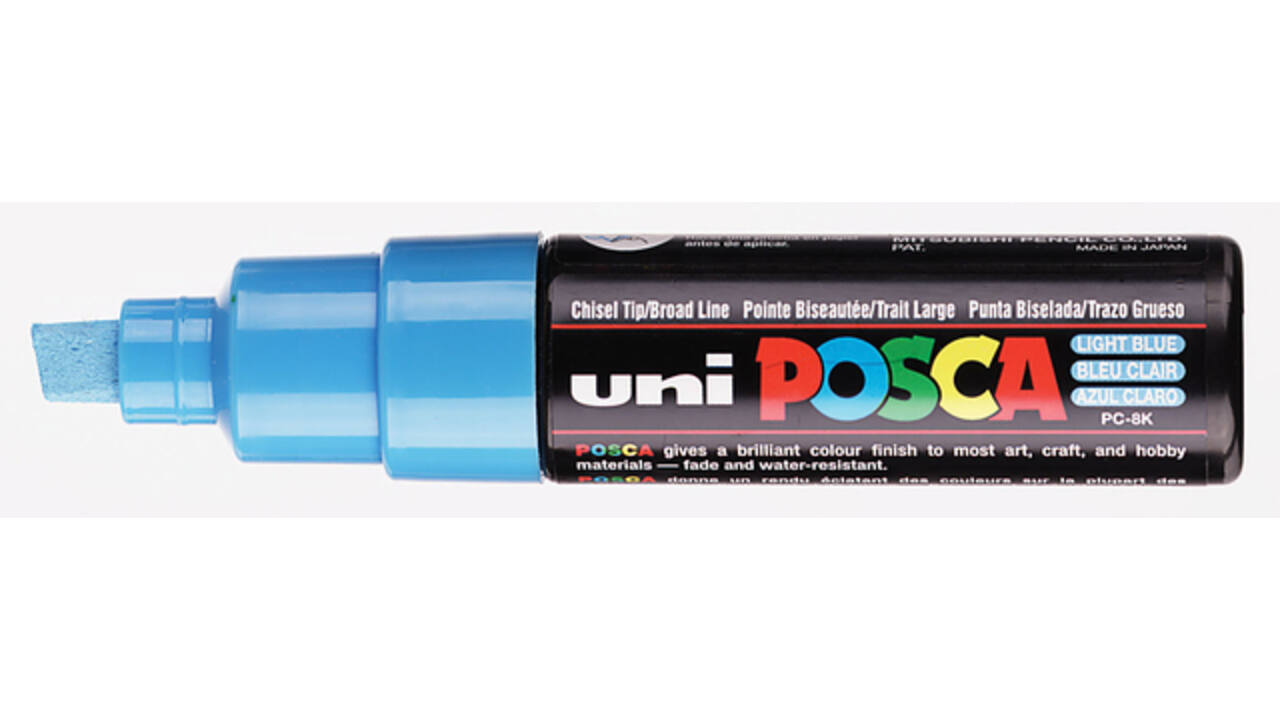 Paintmarker Uni POSCA PC8K breed schuin lichtblauw