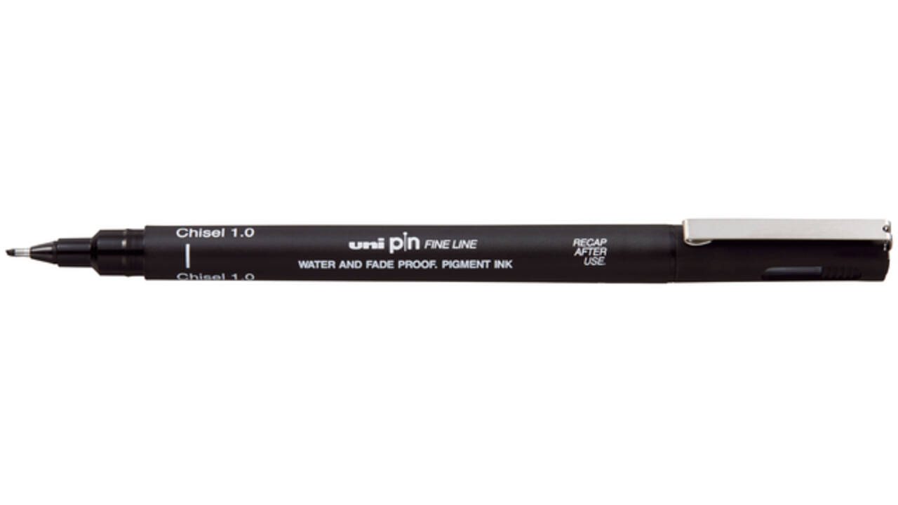 Fineliner Uni-ball Pin beitelpunt 1mm zwart