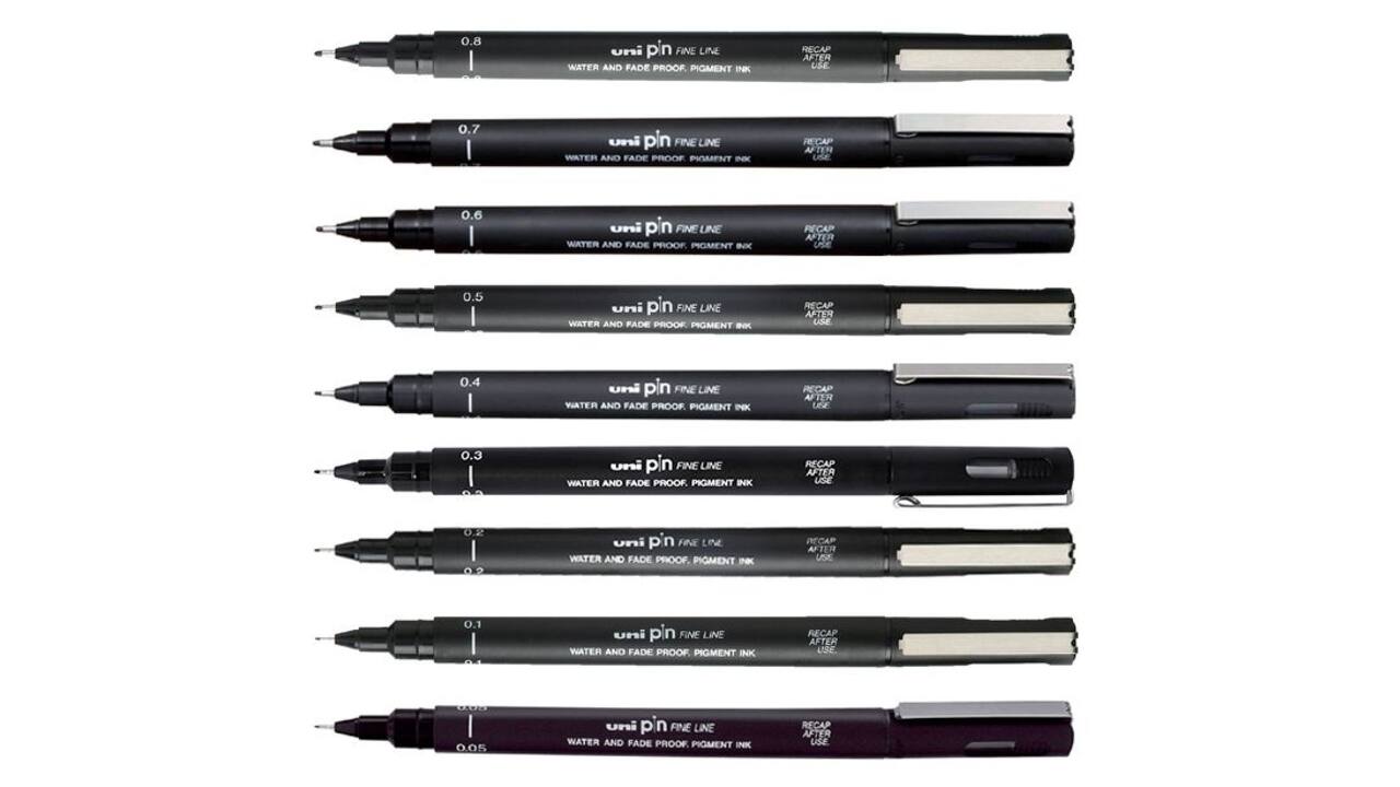 Fineliner Uni-ball Pin beitelpunt 1mm zwart