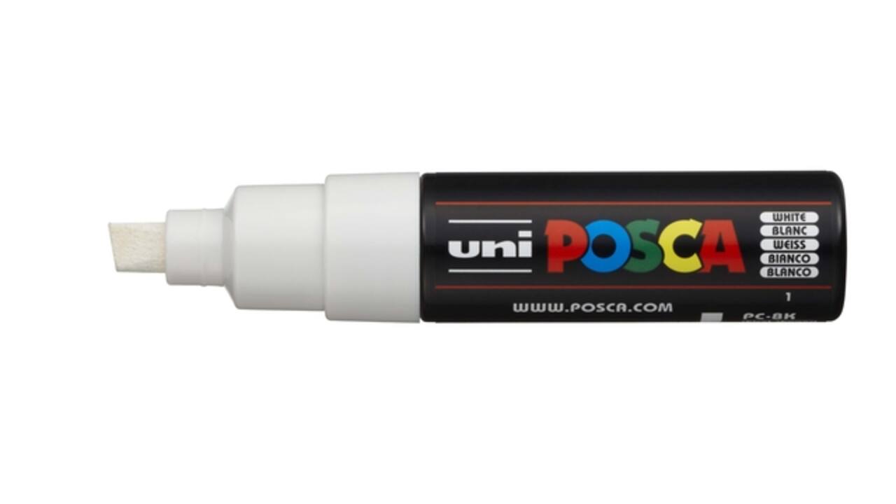Paintmarker Uni POSCA PC8K breed schuin wit